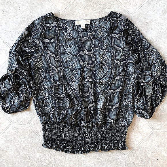 🆕 MICHAEL Michael Kors Snake Print Blouse NWOT! - Picture 1 of 9